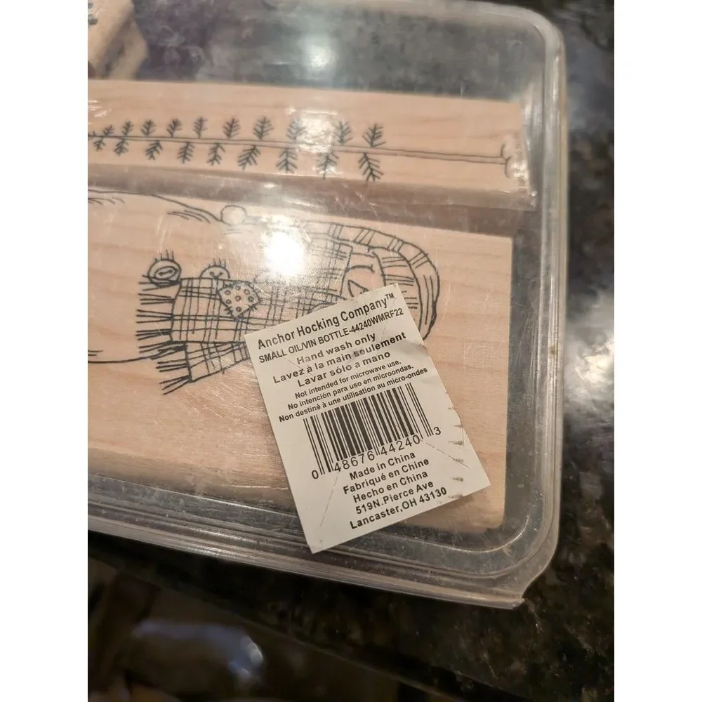 Anchor Hocking Five Piece Christmas Stamp No Ink Included